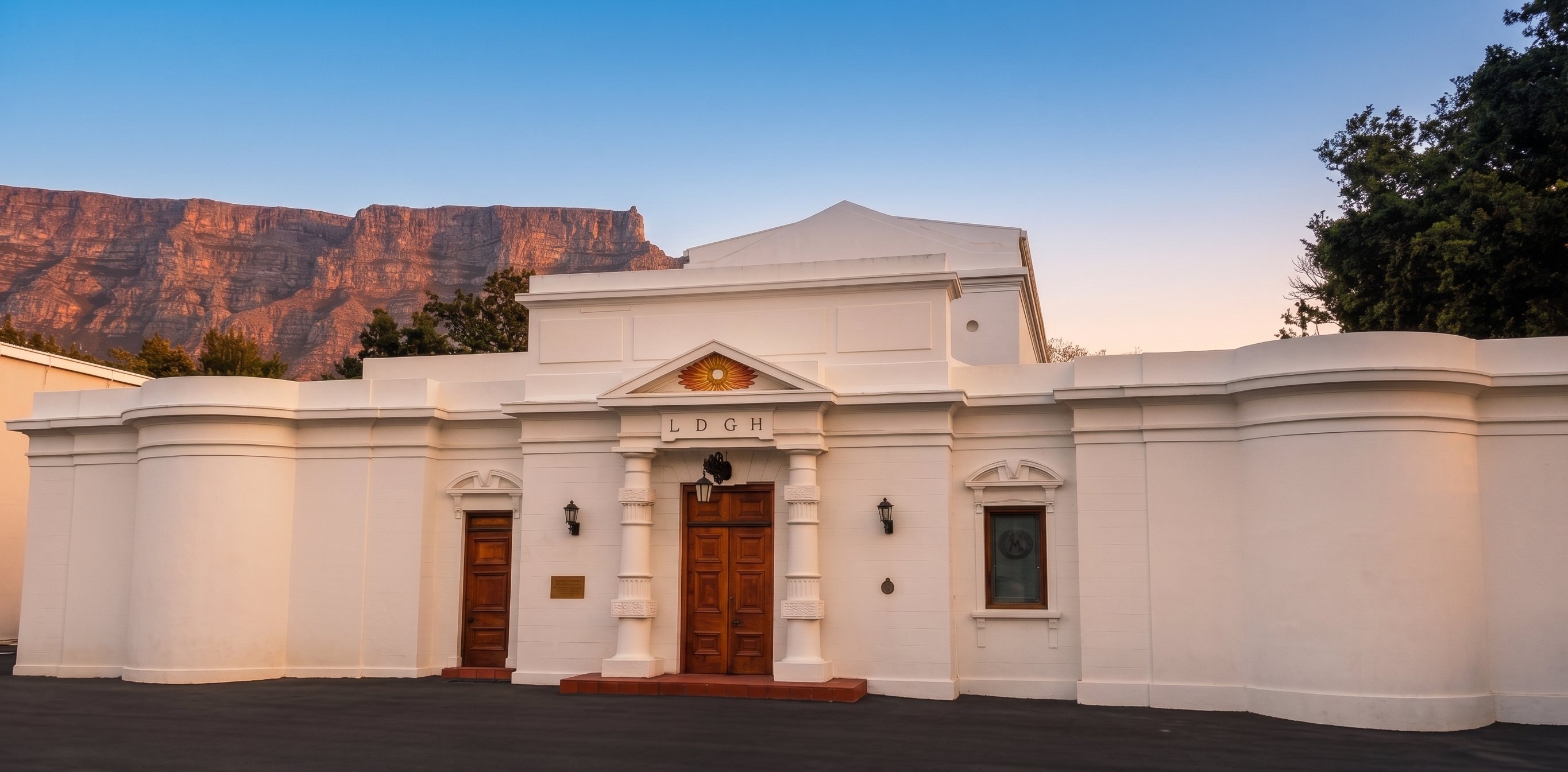 Masonic Centre de Goede Hoop, Cape Town, with Table Mountain
